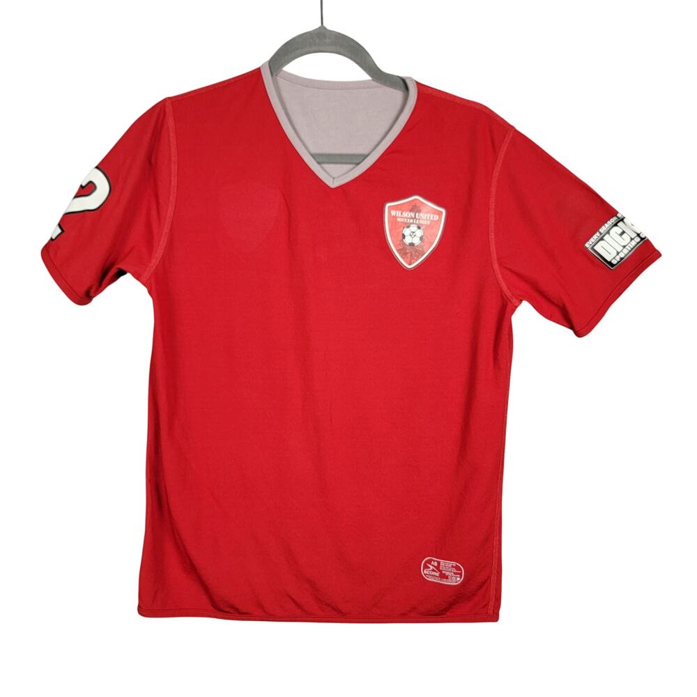 DSG Score Wilson United Soccer League Jersey Small Red Gray Reversible #12 Mens